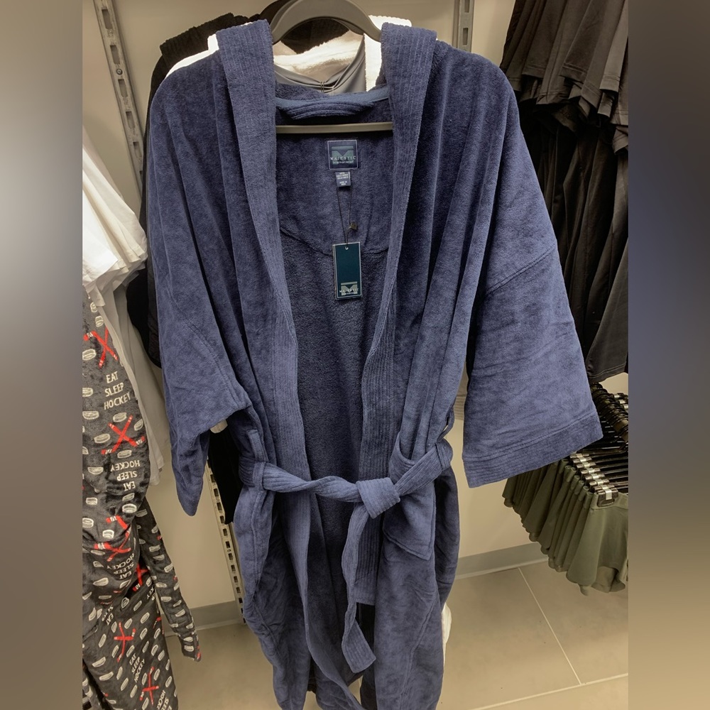 Majestic Terry Velour Bathroom Dress Blue